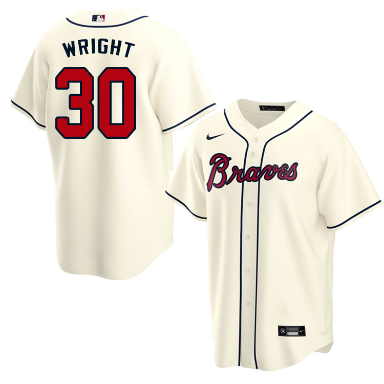 Nike Men #30 Kyle Wright Atlanta Braves Baseball Jerseys Sale-Cream